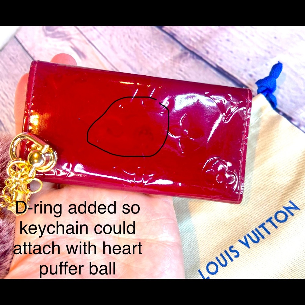 Louis Vuitton red vernis 4 key ring holder keychain bag charm custom - Picture 3 of 11